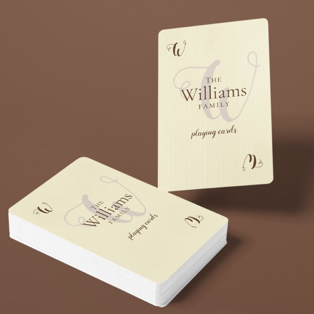 Family Monogram Elegant Cream Poker Cards (Creator Uploaded)