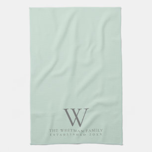 Family Monogram Elegant Sage Green Kitchen Kitchen Towel