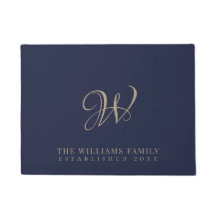 Family Monogram Elegant Script Navy