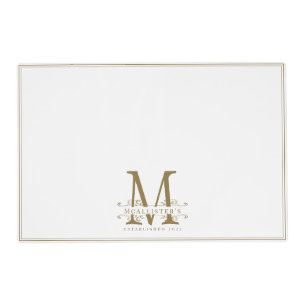 Family Monogram Elegant White and Gold Classy  Placemat