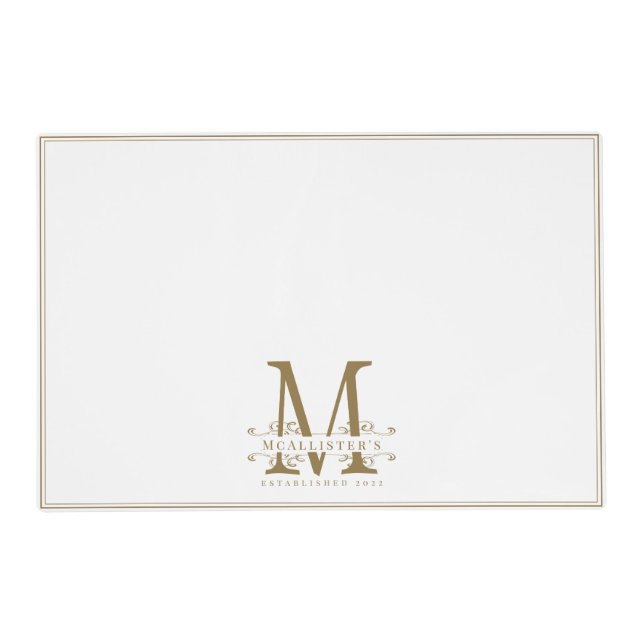 Family Monogram Elegant White and Gold Classy  Placemat (Front)