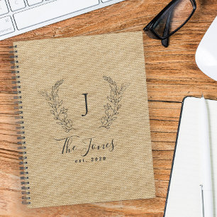 Family monogram emblem rustic personalized 2026 planner
