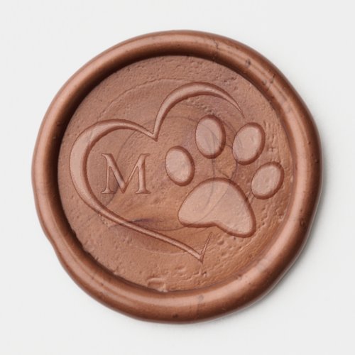 Family Monogram Heart with Dog Cat Paw Wax Seal Sticker
