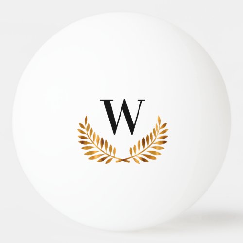 Family monogram initial gold wreath ping pong ball