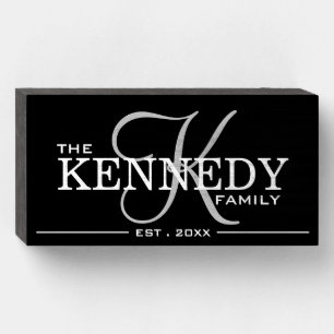 Family Monogram Last Name Established Sign Black