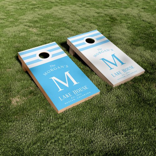 Family Monogram Light Blue | White