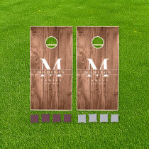 Family Monogram Light Wood Custom Cornhole Set