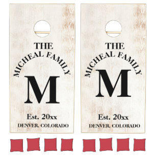 Family Monogram Light Wood Styled Cornhole Set