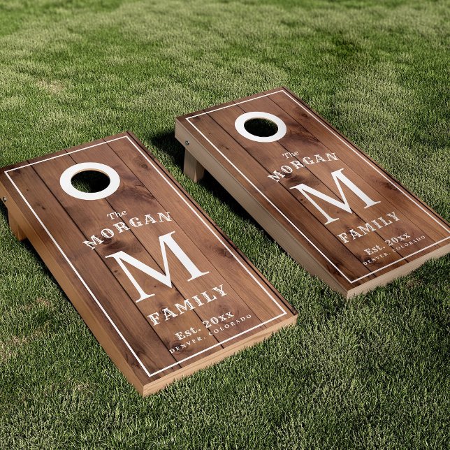 Family Monogram Light Wood Styled Cornhole Set (Creator Uploaded)