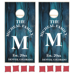 Family Monogram Light Wood Styled Cornhole Set