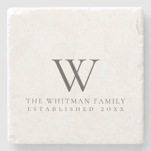 Family Monogram Marble Stone Coaster