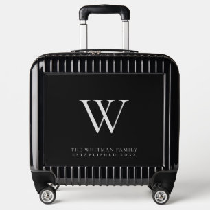 Family Monogram Modern Elegant Black Gray Luggage