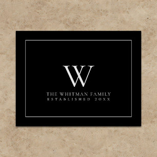 Family Monogram Modern Gray Black Doormat