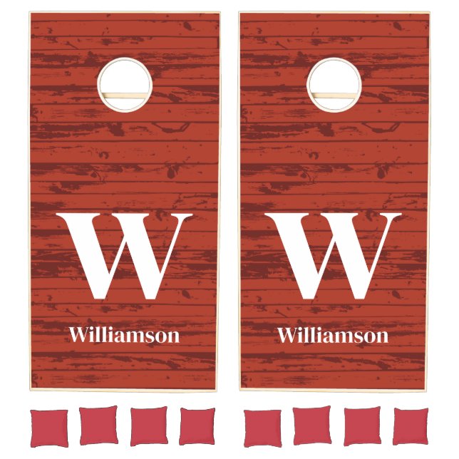  family monogram name Dark wooden  Cornhole Set (Set)