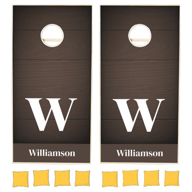  family monogram name Dark wooden  Cornhole Set (Set)