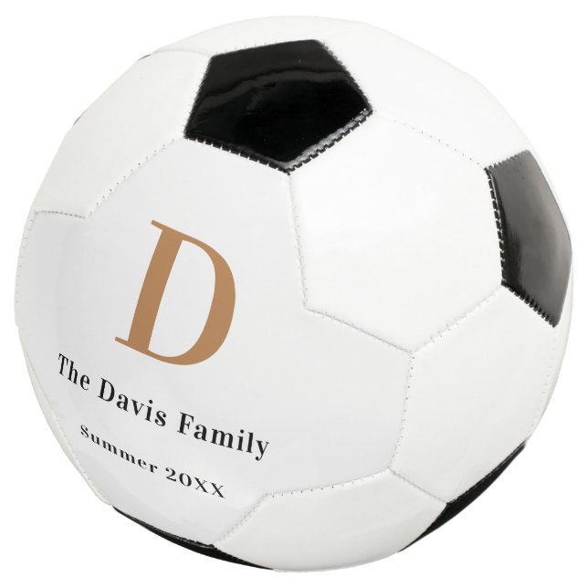 Family monogram name gold soccer ball (Three Quarter)
