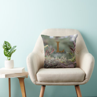 Family Monogram Name Initial Nature Photo Throw Pillow