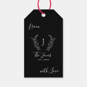 Family monogram name personalized elegant gift tags
