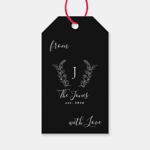 Family monogram name personalized elegant gift tags