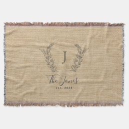 Family monogram name personalized rustic throw blanket