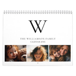 Family Monogram Name Photo Calendar