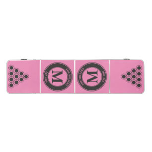 Family Monogram & Name Pink and Black Beer Pong Table