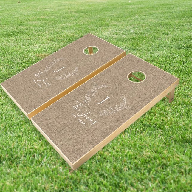 Family monogram name rustic farmhouse cornhole set (Creator Uploaded)