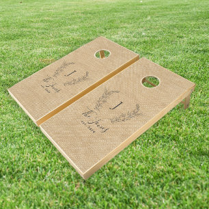 Family monogram name rustic personalized cornhole set
