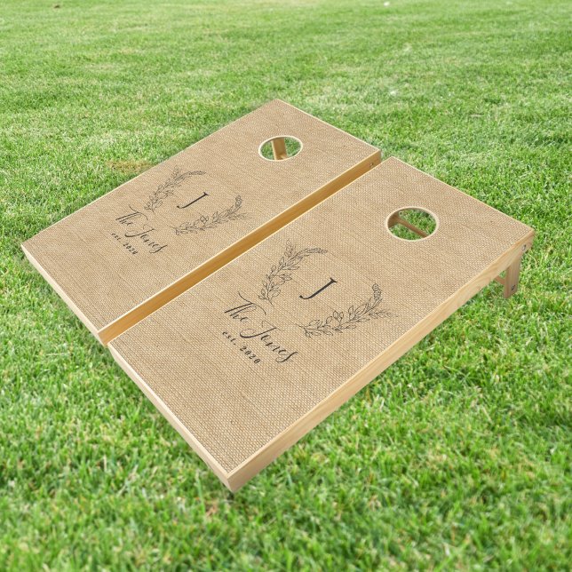 Family monogram name rustic personalized cornhole set (Creator Uploaded)