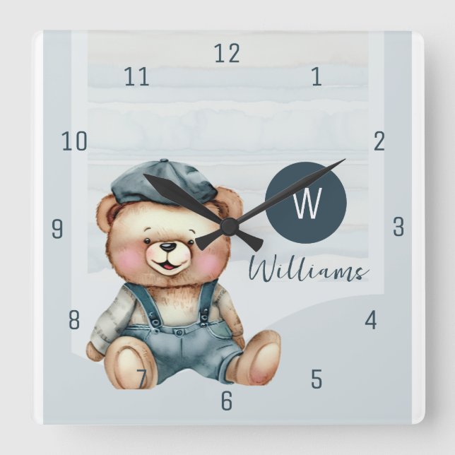 Family Monogram Name Wall Clock (Front)