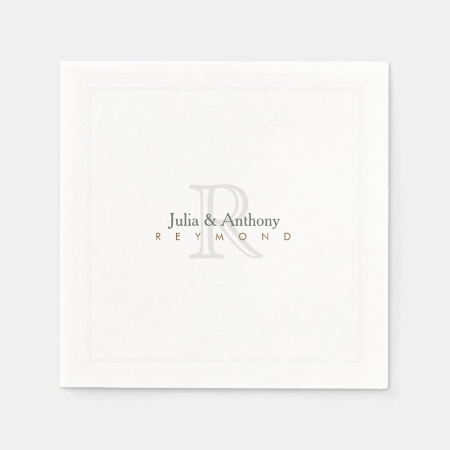 family monogram (names/initial) on white standard paper napkins (Front)