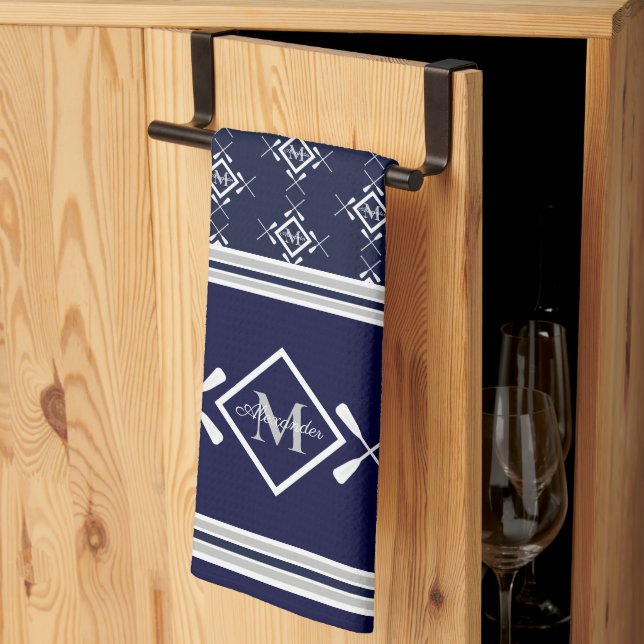 Family Monogram Nautical Boating Kitchen Towel (Thirds Fold)