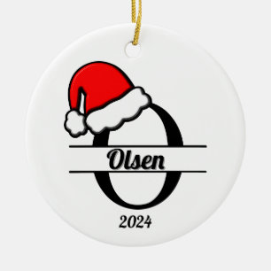 Family Monogram O Double Sided Ceramic Ornament