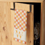 Family Monogram Orange Red Gingham Plaid Farmhouse Kitchen Towel<br><div class="desc">Modern,  rustic chic monogrammed kitchen towels feature an orange red gingham plaid pattern,  with a ivory band bearing your custom family name and monogram.</div>