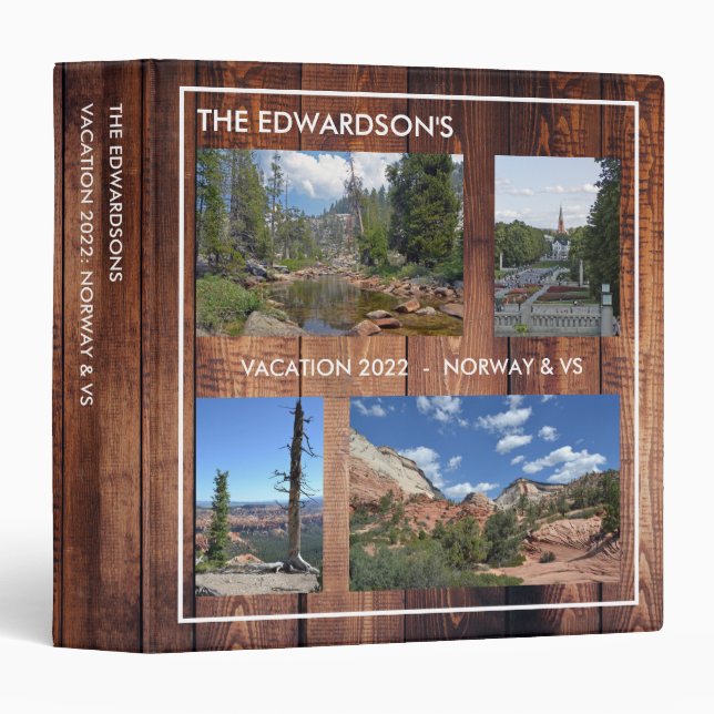 Family monogram photo album all occasions rustic 3 ring binder (Front/Spine)