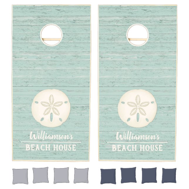 Family Monogram Rustic Beach Wood Cornhole Set (Set)