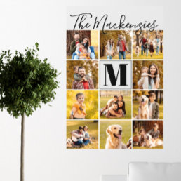 Family Monogram Script Name 11 Photo Collage Wall Decal