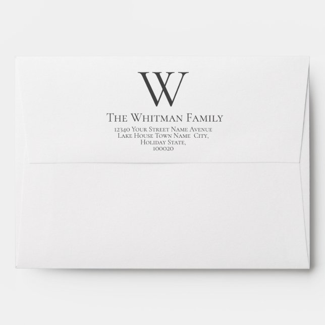 Family Monogram Simple Return Address Envelope (Back (Top Flap))