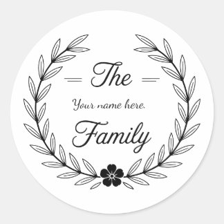 Family monogram sticker. classic round sticker