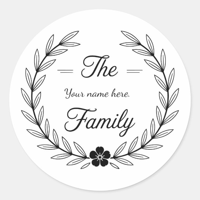 Family monogram sticker. classic round sticker (Front)