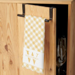 Family Monogram Sunny Yellow Plaid Chic Farmhouse Kitchen Towel<br><div class="desc">Modern,  rustic chic monogrammed kitchen towels feature a sunny yellow gingham plaid pattern,  with a white band bearing your custom family name and monogram.</div>