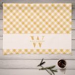 Family Monogram Sunny Yellow Plaid Chic Farmhouse Kitchen Towel<br><div class="desc">Modern,  rustic chic monogrammed kitchen towels feature a sunny yellow gingham plaid pattern,  with a white band bearing your custom family name and monogram.</div>