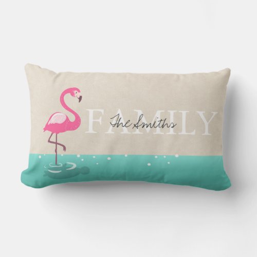 Family Monogram Throw pillow Flamingo pillow