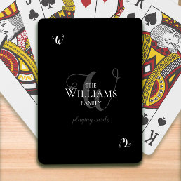 Family monogrammed black playing cards