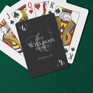 Family monogrammed black poker cards
