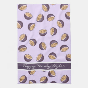 Family monogrammed passion fruits purple awesome kitchen towel