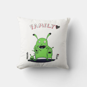 Family Monsters Throw Pillow