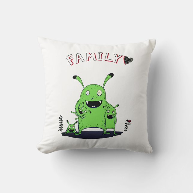 Family Monsters  Throw Pillow (Front)