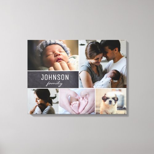 Family Mosaic Personalized Photo Collage Templat Canvas Print