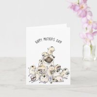 Family Mountain pug Mother's Day card